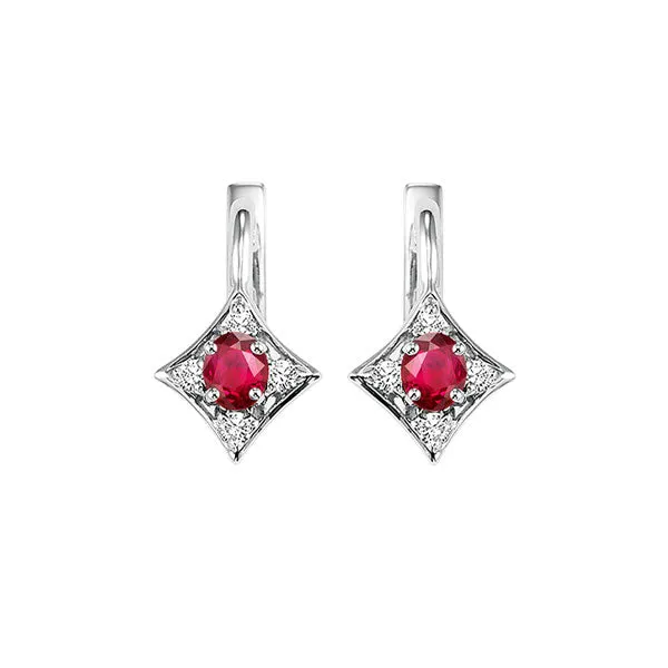 14KT White Gold & Diamond Classic Book Color Ensembles Fashion Earrings  - 1/10 ctw