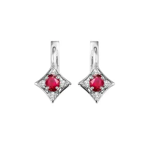 14KT White Gold & Diamond Classic Book Color Ensembles Fashion Earrings  - 1/10 ctw