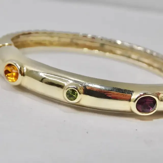 1980s 18K Gold Plated Rhinestone Cuff Bracelet