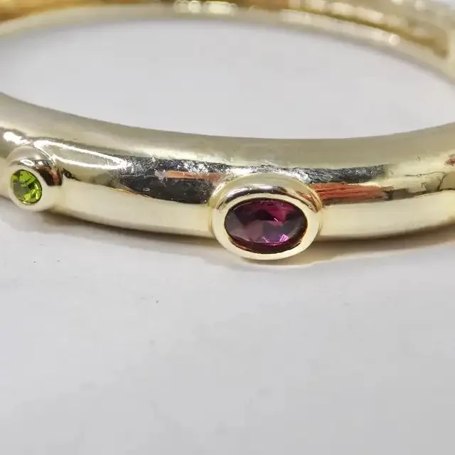 1980s 18K Gold Plated Rhinestone Cuff Bracelet