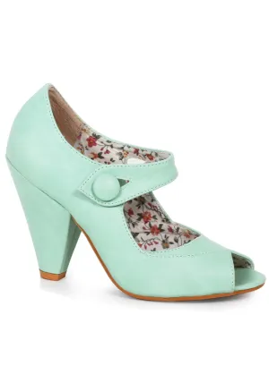 4 Peep Toe Heel With Button Detal Closure