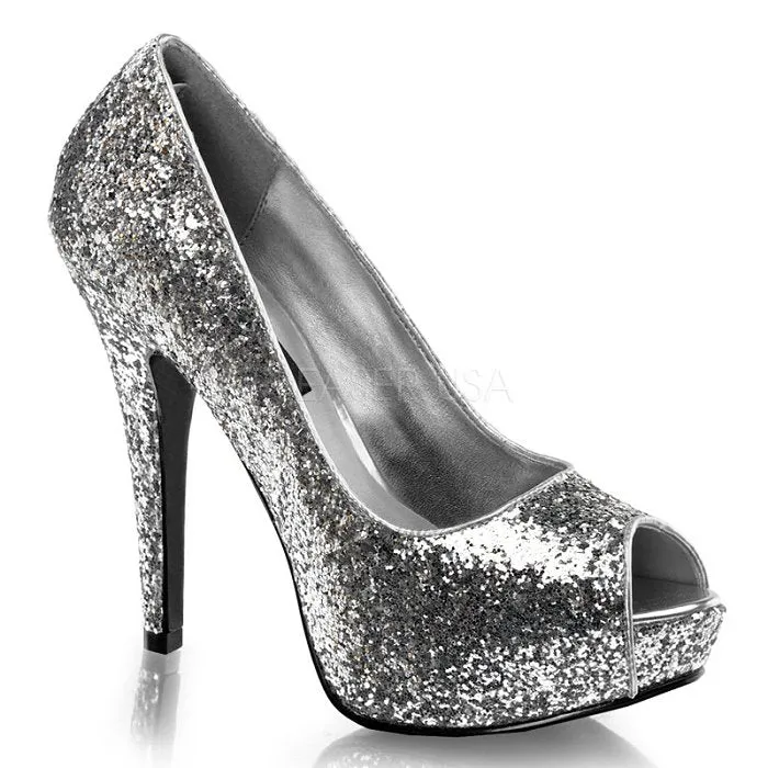 5 1/4" Open Toe Glitter Pumps (TWINKLE-18G Final Sale)