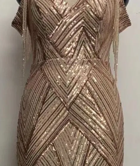 Alicen Luxe- Beaded/Sequin Floor Length Dress (New)