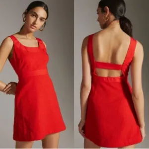 Anthropologie Maeve Sleeveless Scoop NeckMini Dress Red Womens Size 4