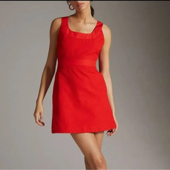 Anthropologie Maeve Sleeveless Scoop NeckMini Dress Red Womens Size 4