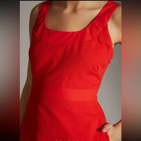 Anthropologie Maeve Sleeveless Scoop NeckMini Dress Red Womens Size 4