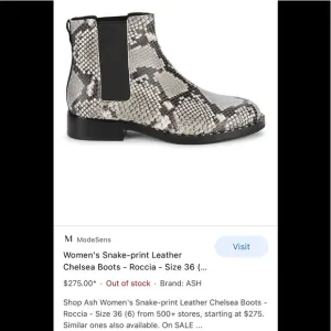 ASH LADIES SNAKE CHELSEA ROCCIO ANKLE BOOTS/6M