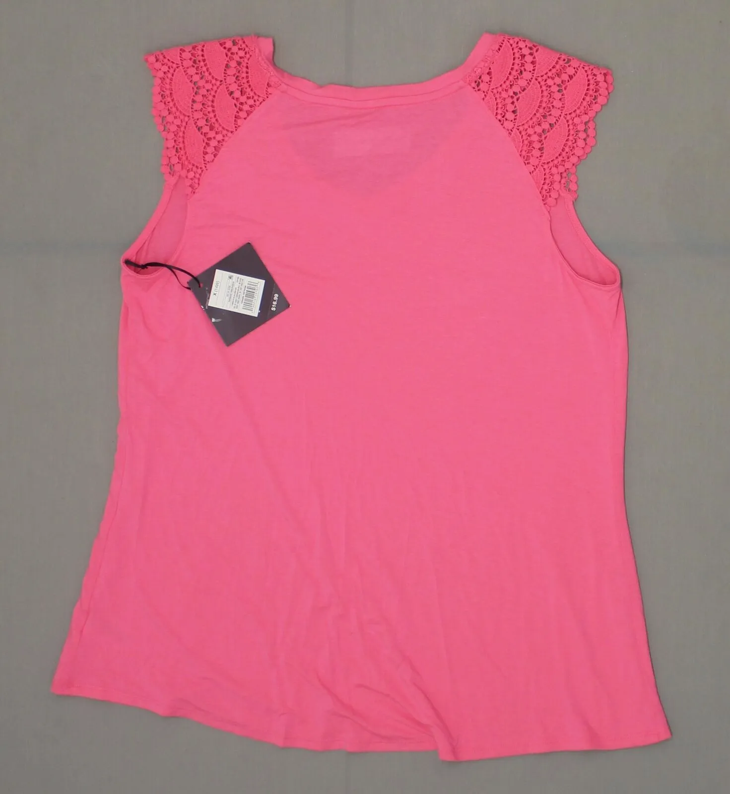 Ava & Viv Women's Plus Size Crochet Shoulder Sleeveless V-Neck T-Shirt
