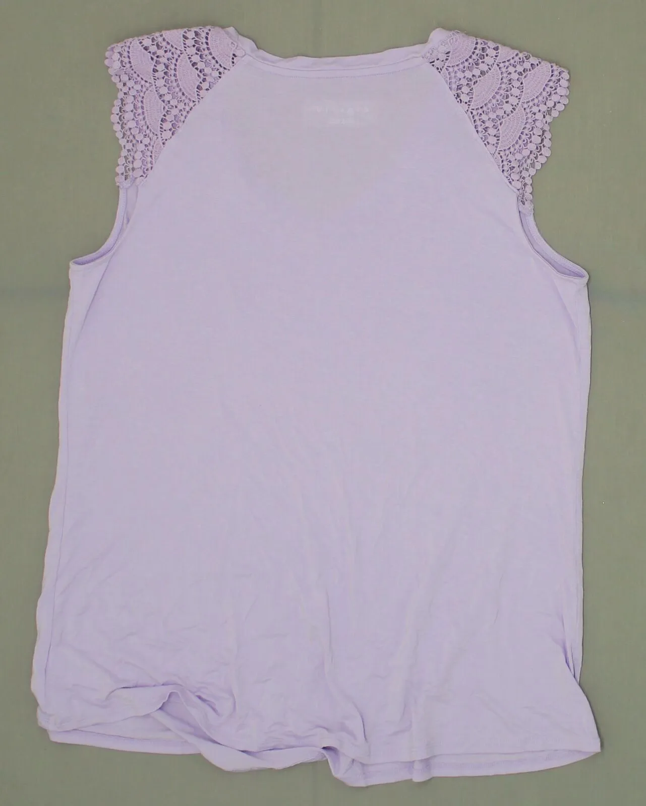 Ava & Viv Women's Plus Size Crochet Shoulder Sleeveless V-Neck T-Shirt