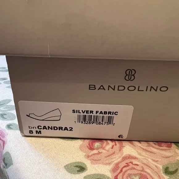 Bandolino Women's Candra Peep Toe Wedge Dress Pumps 8M Silver