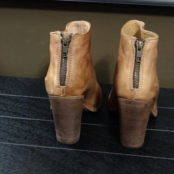 Bed Stu Onset Peep Toe Driftwood Vintage Distressed Leather Ankle Bootie 9.5