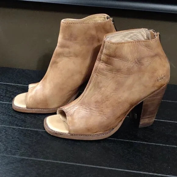 Bed Stu Onset Peep Toe Driftwood Vintage Distressed Leather Ankle Bootie 9.5