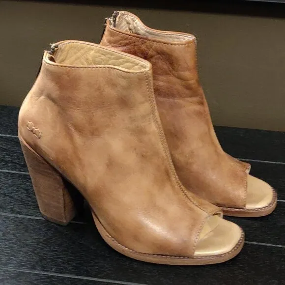 Bed Stu Onset Peep Toe Driftwood Vintage Distressed Leather Ankle Bootie 9.5