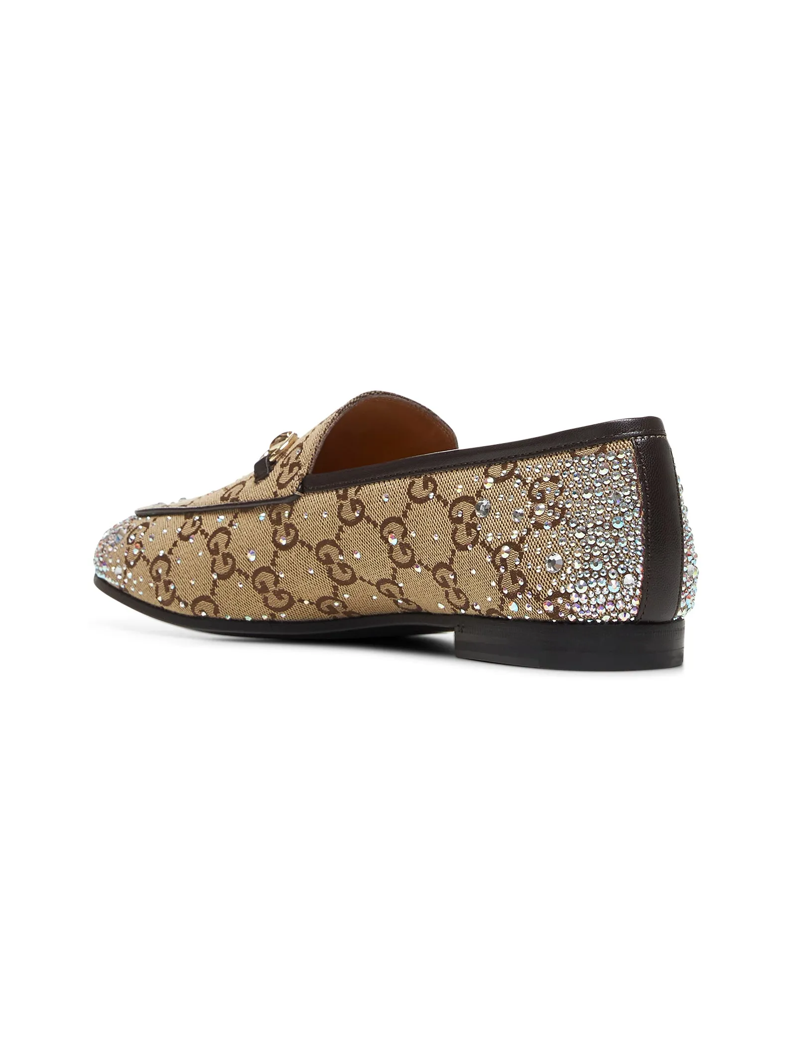 Beige crystal-embellished Jordaan loafers