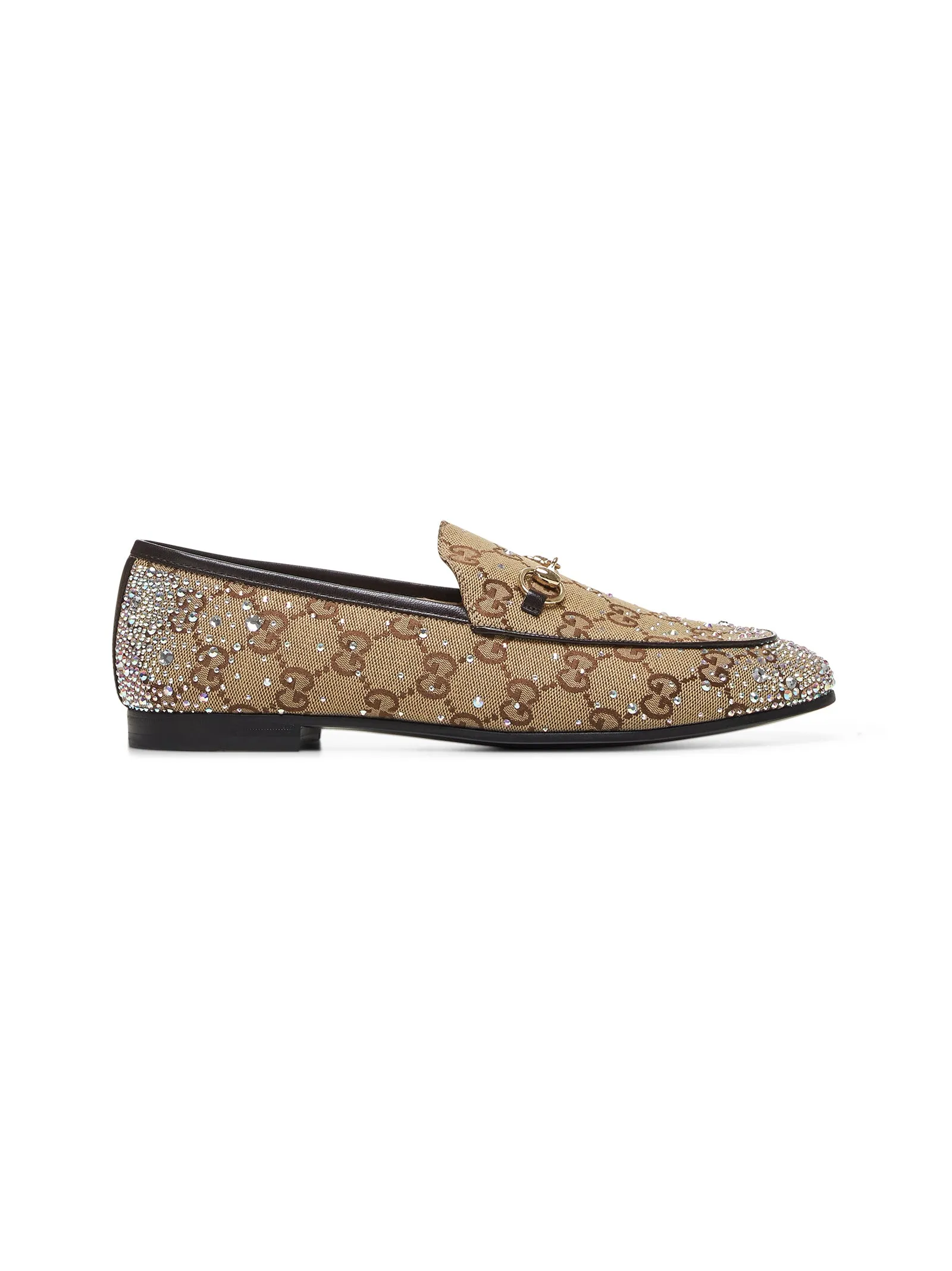 Beige crystal-embellished Jordaan loafers