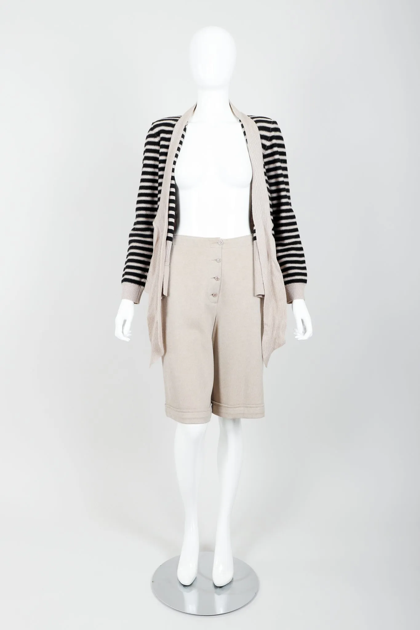 Beige Knit Sweater & Short Set