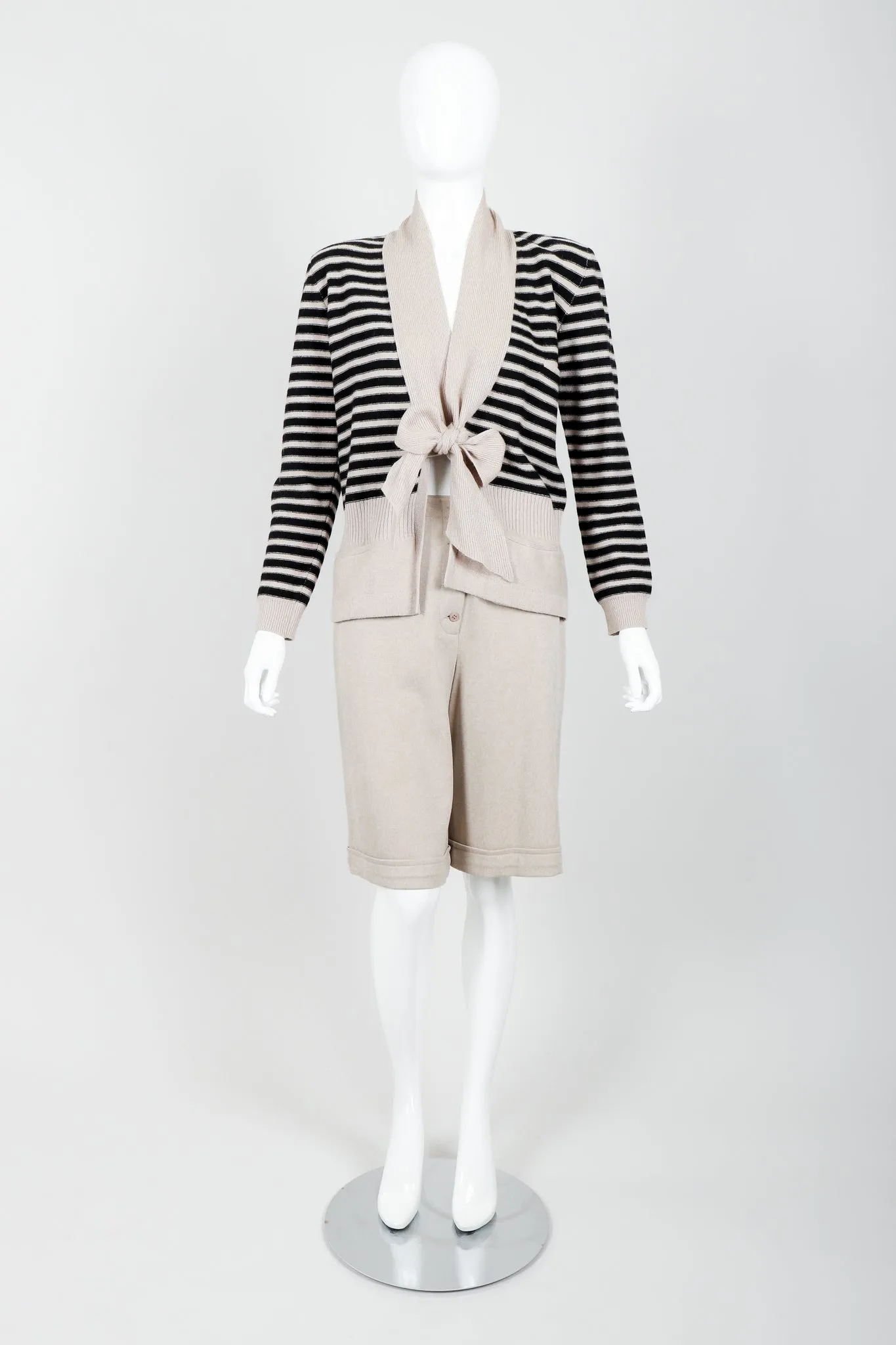 Beige Knit Sweater & Short Set