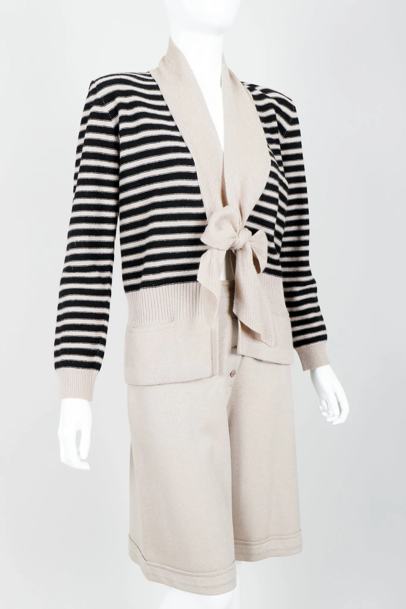 Beige Knit Sweater & Short Set
