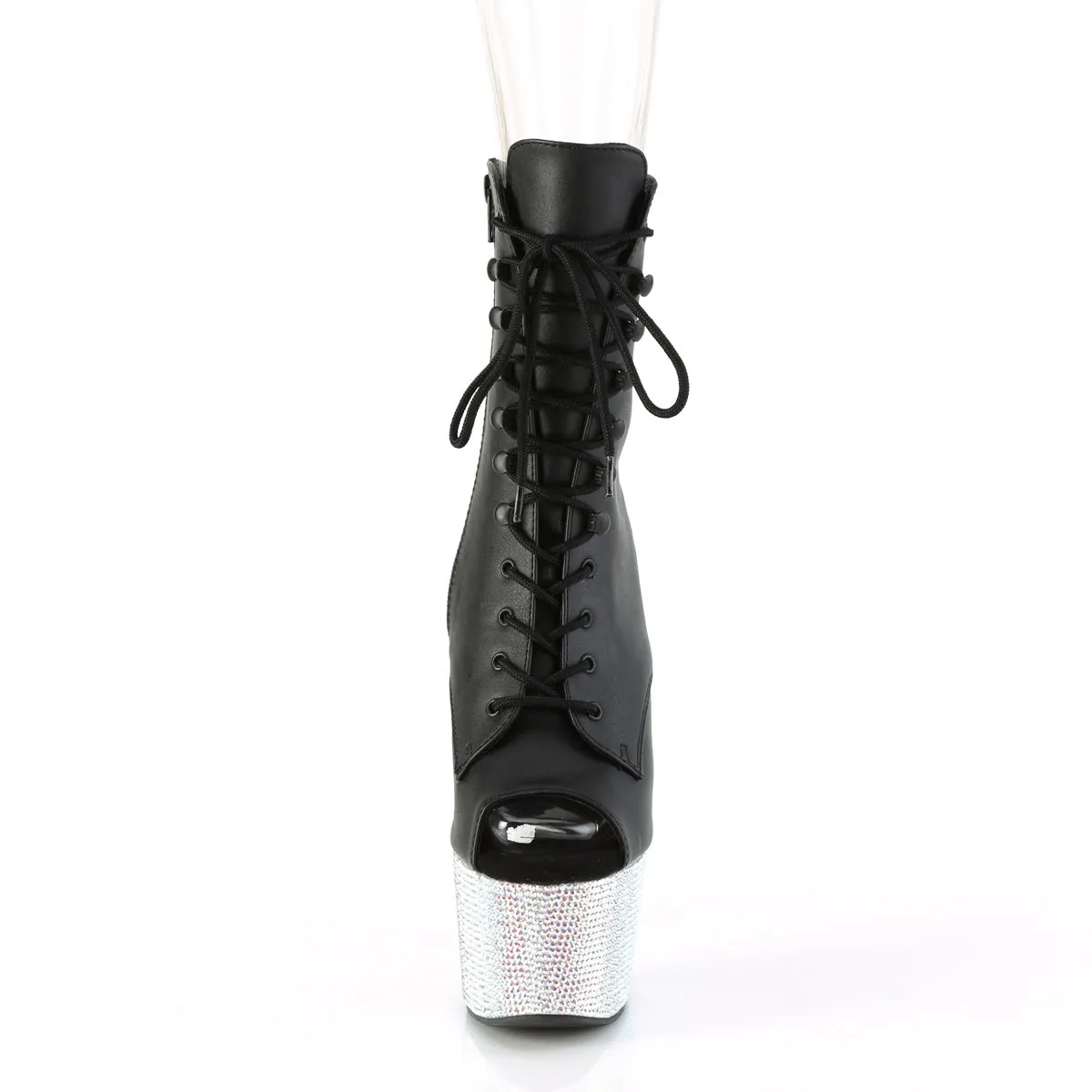 BEJEWELED-1021-7  Black Faux Leather/Silver AB RS