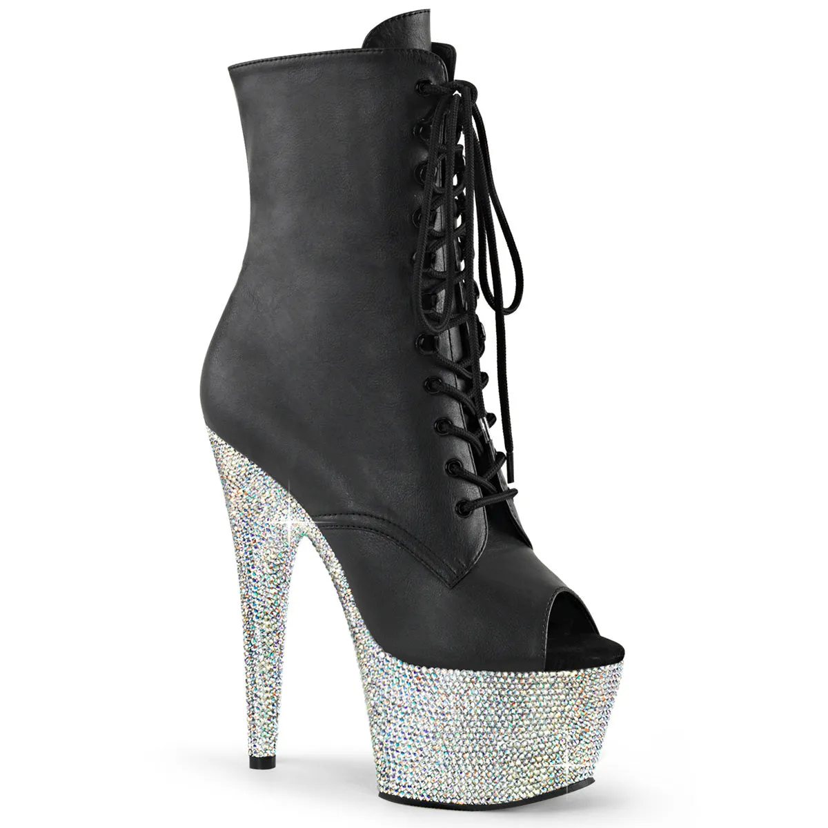BEJEWELED-1021-7  Black Faux Leather/Silver AB RS