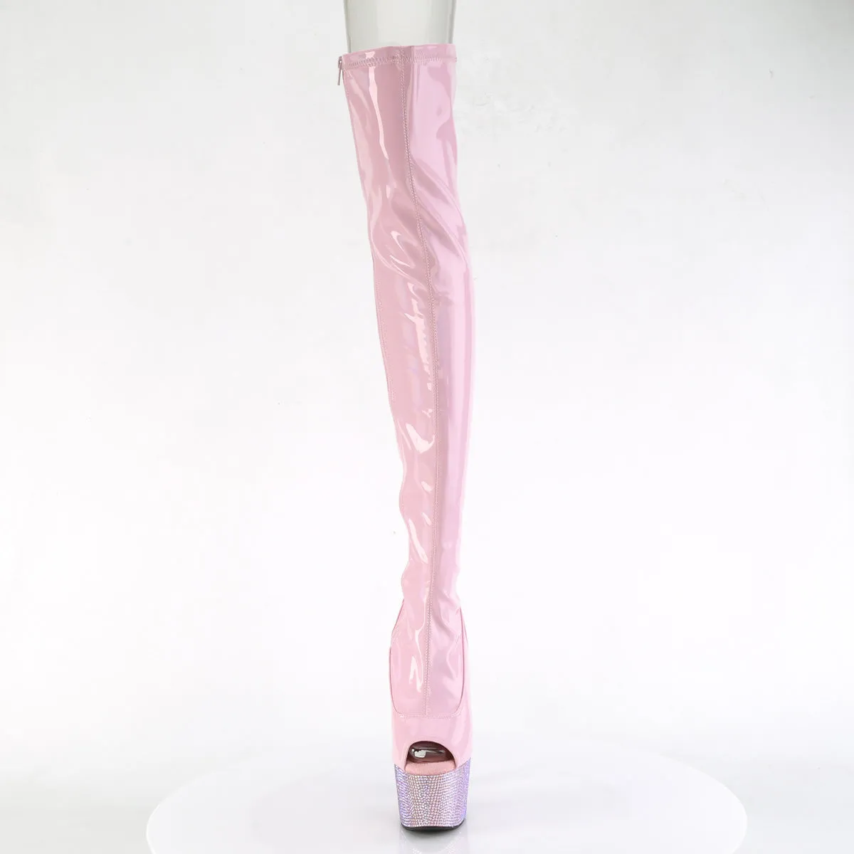 BEJEWELED-3011-7  Baby Pink Stretch Holo Patent/Baby Pink AB RS