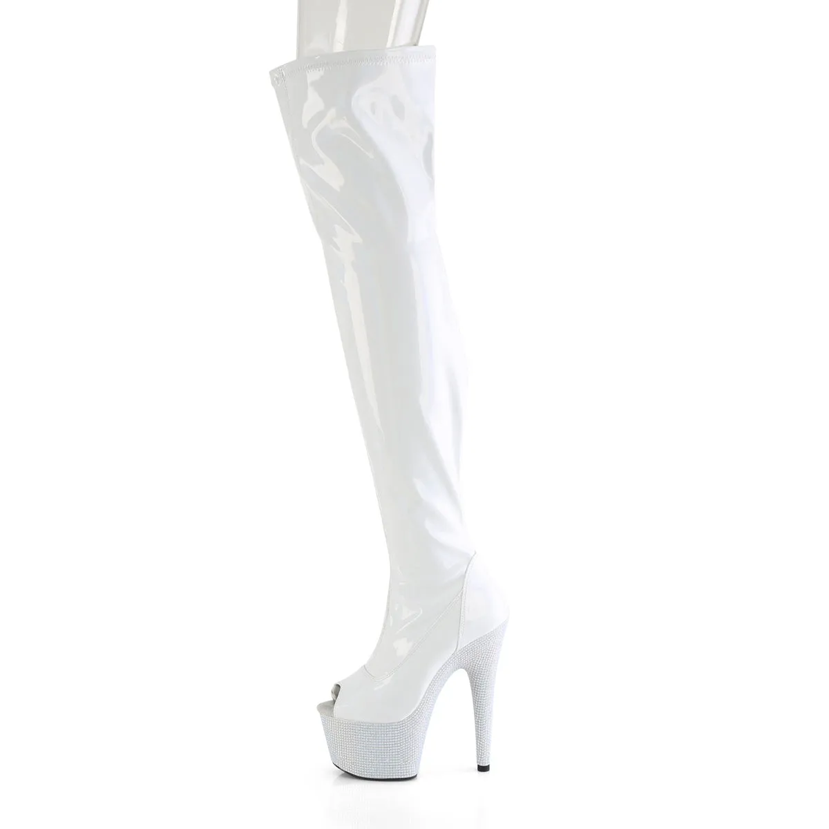 BEJEWELED-3011-7  White Stretch Holo Patent/White RS