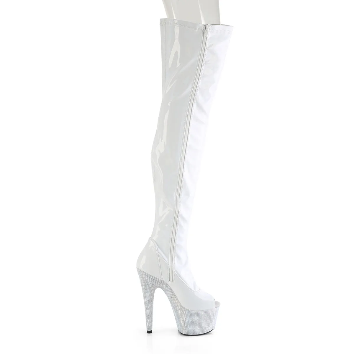 BEJEWELED-3011-7  White Stretch Holo Patent/White RS