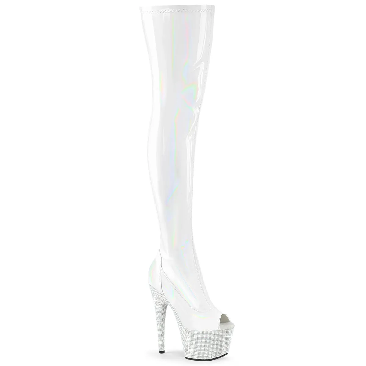 BEJEWELED-3011-7  White Stretch Holo Patent/White RS
