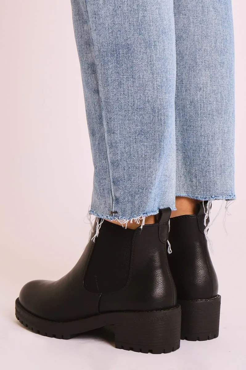 Black PU Leather Chelsea Style Ankle Boot - Jeanie