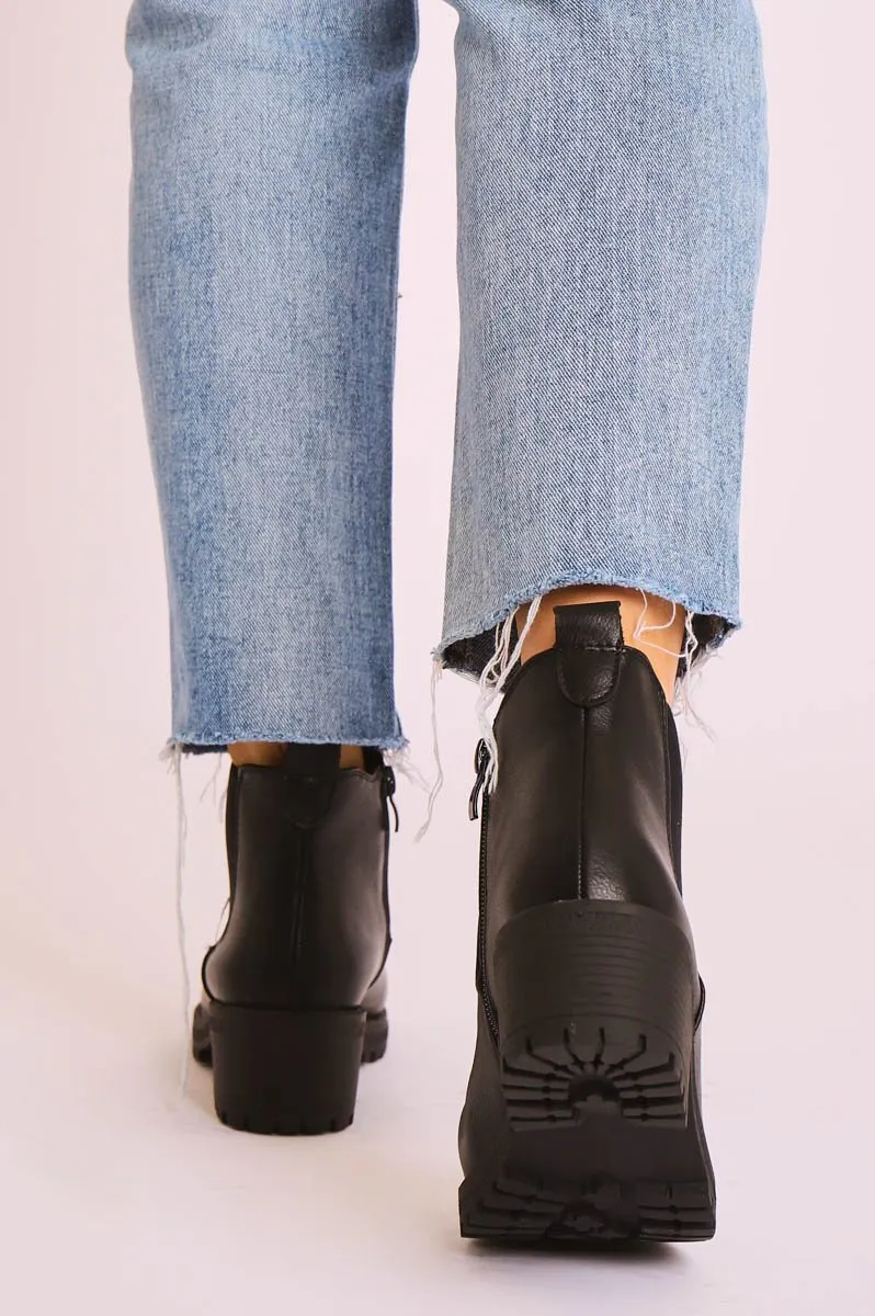 Black PU Leather Chelsea Style Ankle Boot - Jeanie