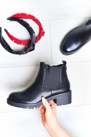 Black PU Leather Chelsea Style Ankle Boot - Jeanie