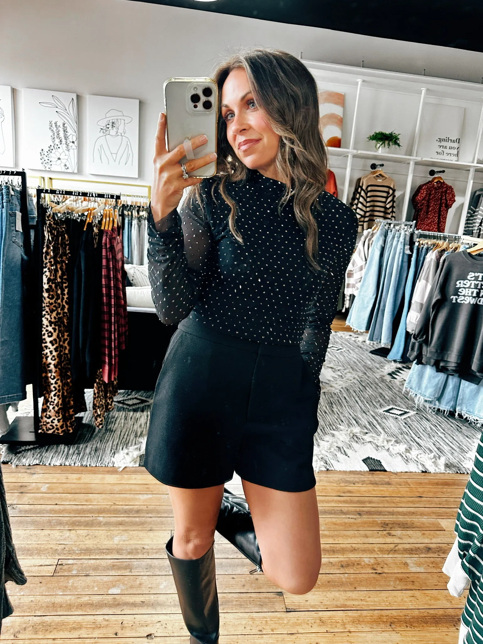 Black Texture Knit Shorts -ALL SALES FINAL