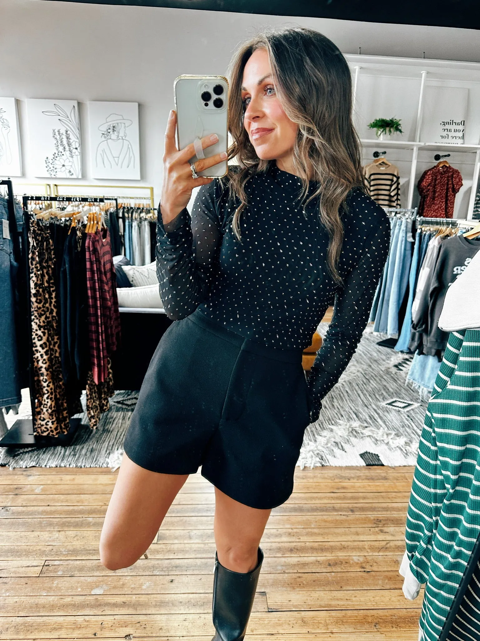 Black Texture Knit Shorts -ALL SALES FINAL