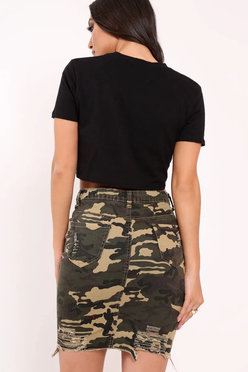 Black Vintage Glitter Slogan T-shirt - Jemila