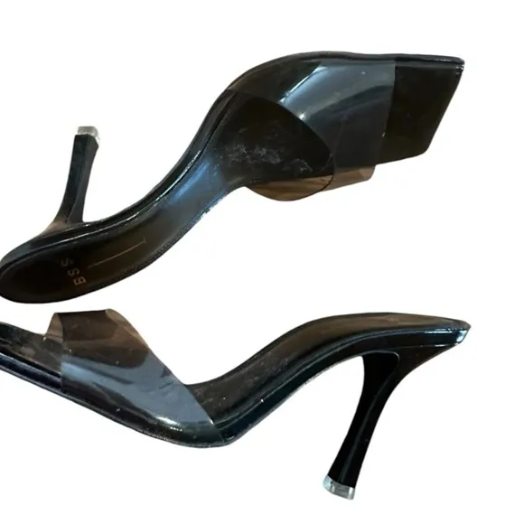 BSS Black Suede Studio Open Toe Heels