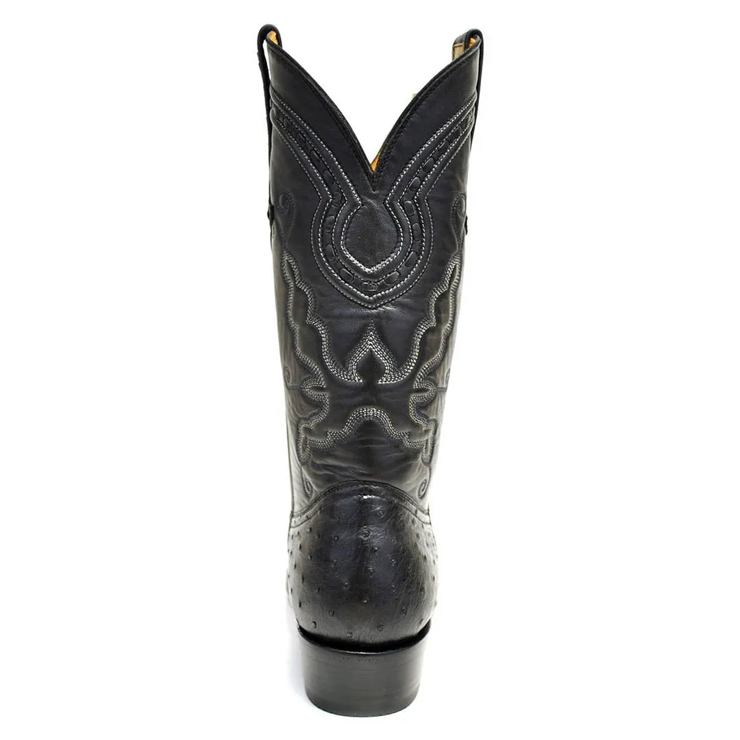 Cameron Full Quill Ostrich Classic Western Boot - Black