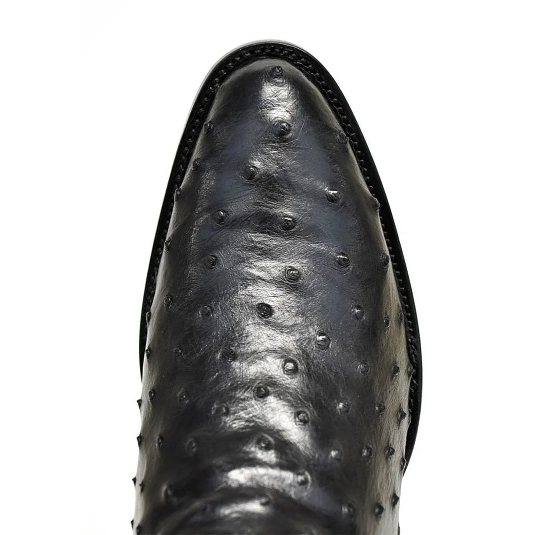 Cameron Full Quill Ostrich Classic Western Boot - Black