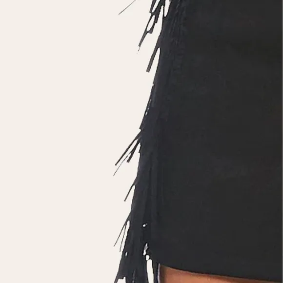 C&amp;v Chelsea &amp; Violet Suede Fringe Mini Skirt in Black