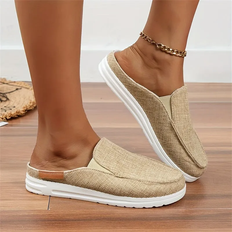 Canvas Loafer, Slip-On Ronde Teen Slippers, Lichtgewicht Outdoor Schoenen