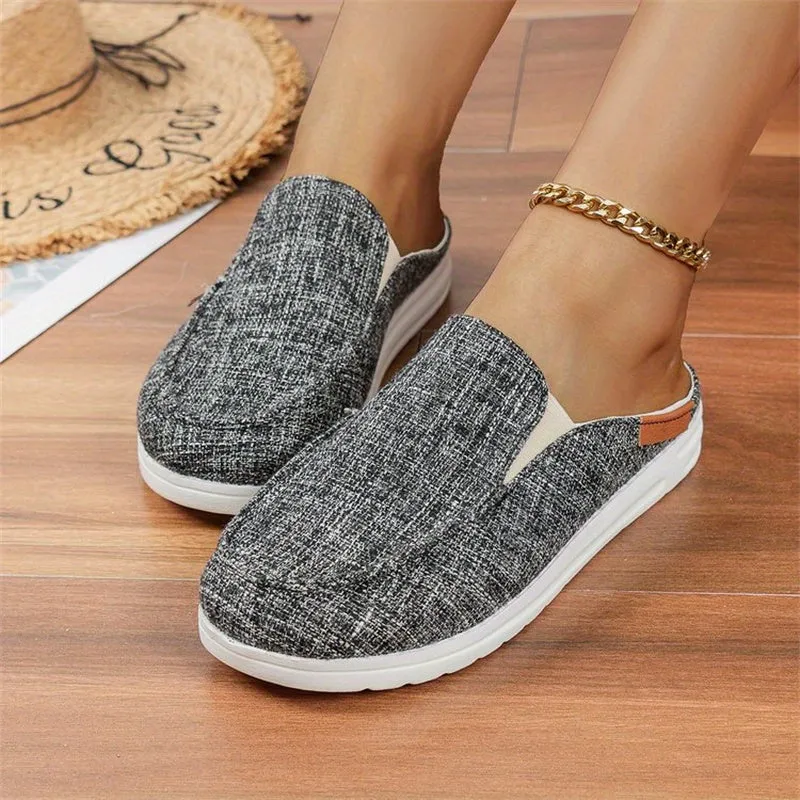 Canvas Loafer, Slip-On Ronde Teen Slippers, Lichtgewicht Outdoor Schoenen