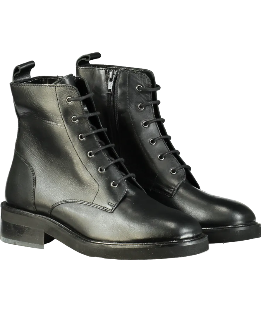 Carvela Black Leather Lock Lace Up Boots UK 4 EU 37 👠