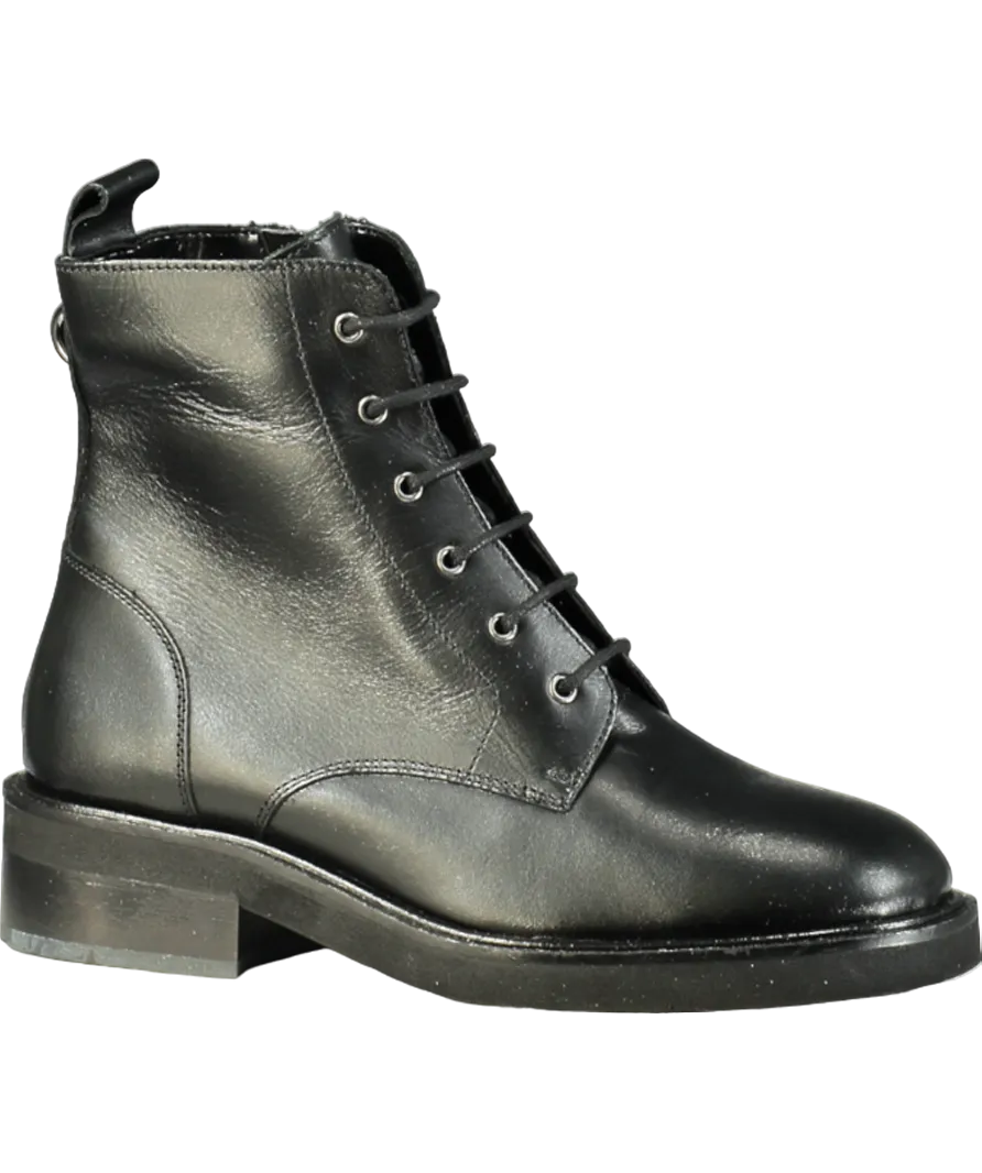 Carvela Black Leather Lock Lace Up Boots UK 4 EU 37 👠