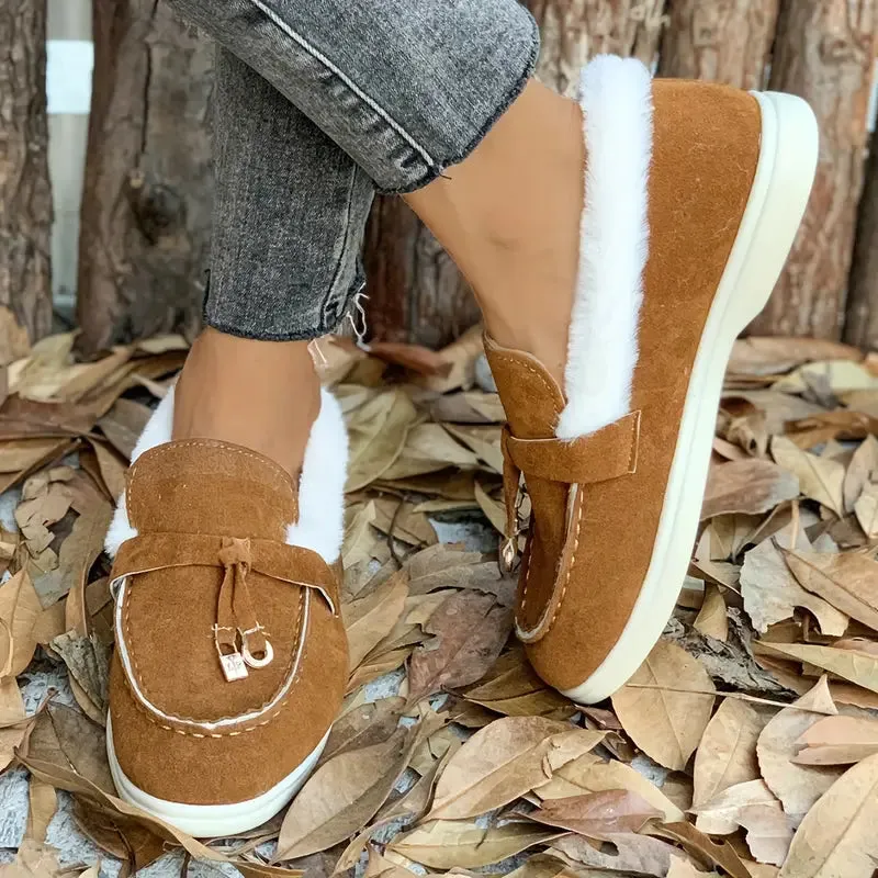 Casual pantoffels met imitatiebont, handwasbaar, gemaakt van canvas
