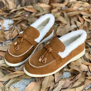 Casual pantoffels met imitatiebont, handwasbaar, gemaakt van canvas