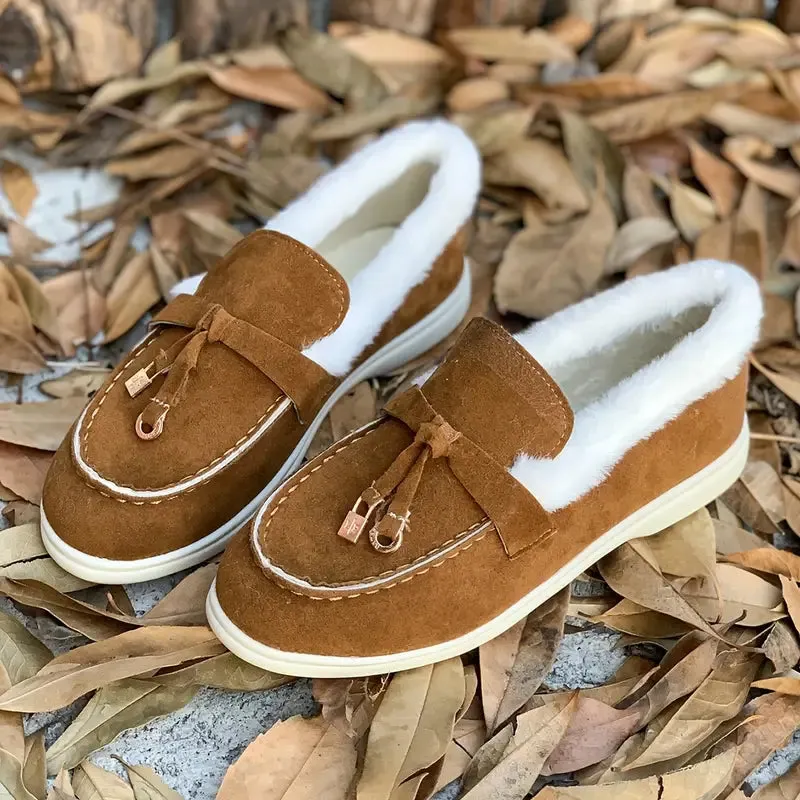 Casual pantoffels met imitatiebont, handwasbaar, gemaakt van canvas
