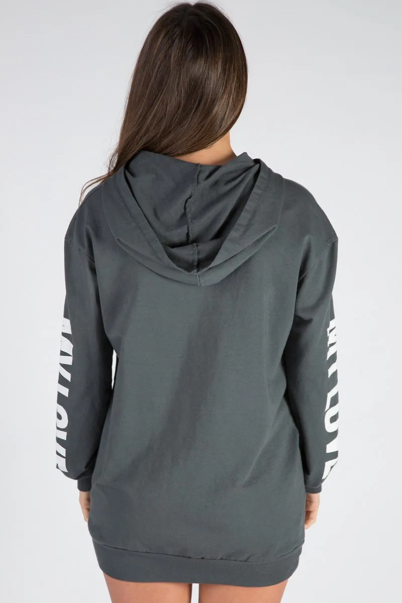 Charcoal 'My Love' Slogan Oversized Hoodie - Tish
