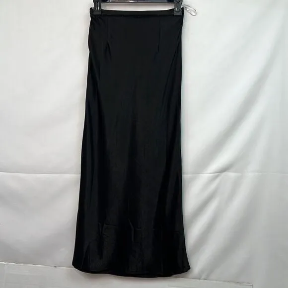 Charlie Holiday Black Satin Chelsea Skirt NWT