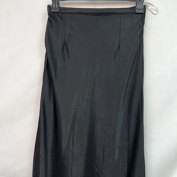 Charlie Holiday Black Satin Chelsea Skirt NWT