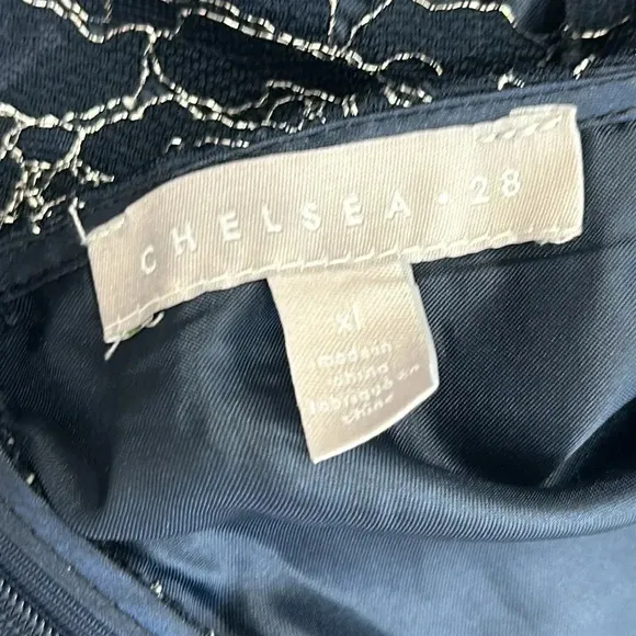 Chelsea 28 Mini Dress Metallic Lace Overlay Navy Peacoat Women’s XL Nordstrom