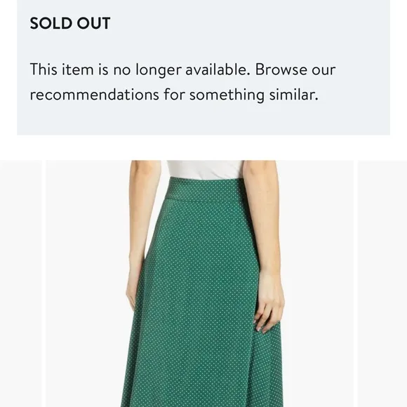 Chelsea 28 Print Midi Skirt Medium Green Eden Dots. Size Medium.